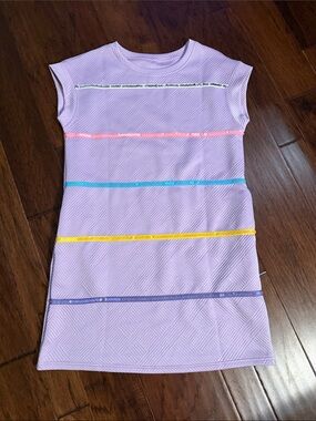 Lilac Mini Dress with Rainbow Stripe Accents